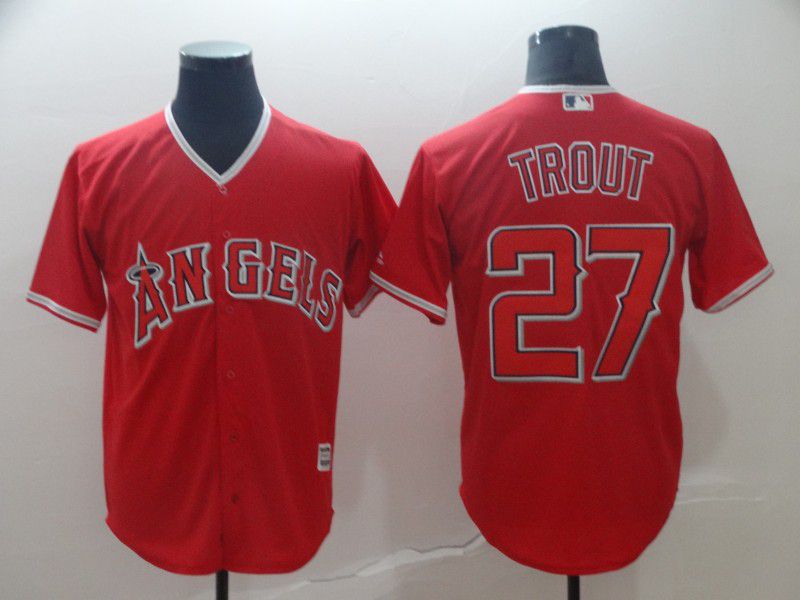 Men Los Angeles Angels 27 Trout Red Game MLB Jerseys
